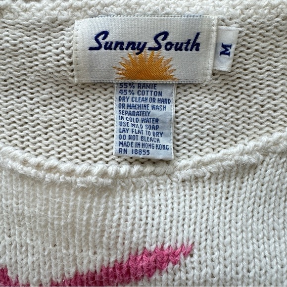 Vintage 80s Knit Short Sleeve Sweater Pullover Floral Abstract Size Medium - Picture 8 of 9